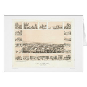 Los Ángeles, mapa panorámico 1857 (0903A) del CA