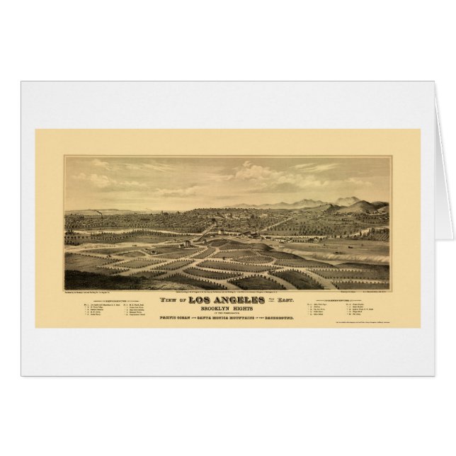 Los Ángeles, mapa panorámico de CA - 1877 (Anverso (Horizontal))