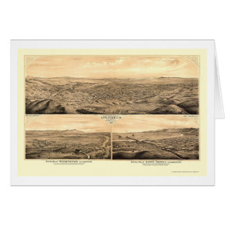 Los Ángeles, mapa panorámico de CA - 1877