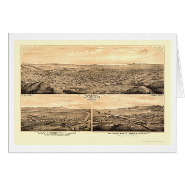 Los Ángeles, mapa panorámico de CA - 1877 (Anverso (Horizontal))