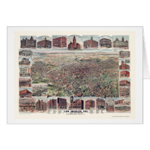 Los Ángeles, mapa panorámico de CA - 1891