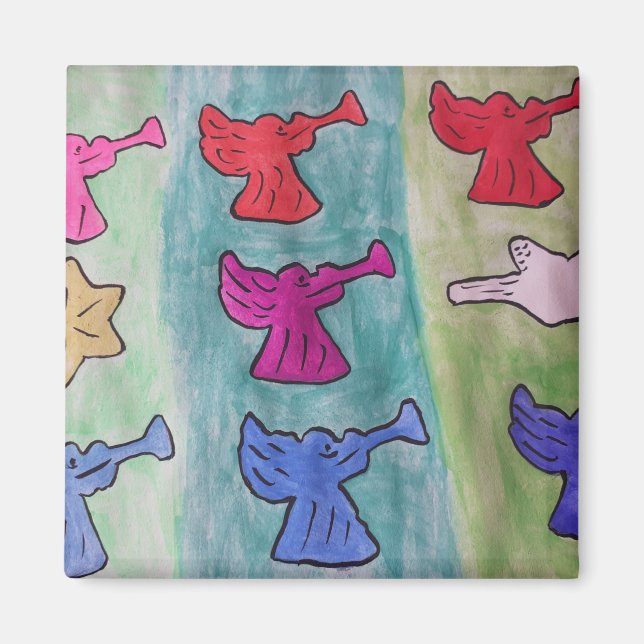 Los ángeles navidades con el imán Trumpets (Frente)