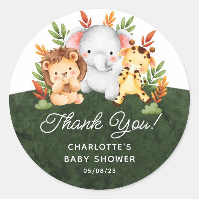 Los animales de la jungla favorecen al Pegatina re (Anverso)