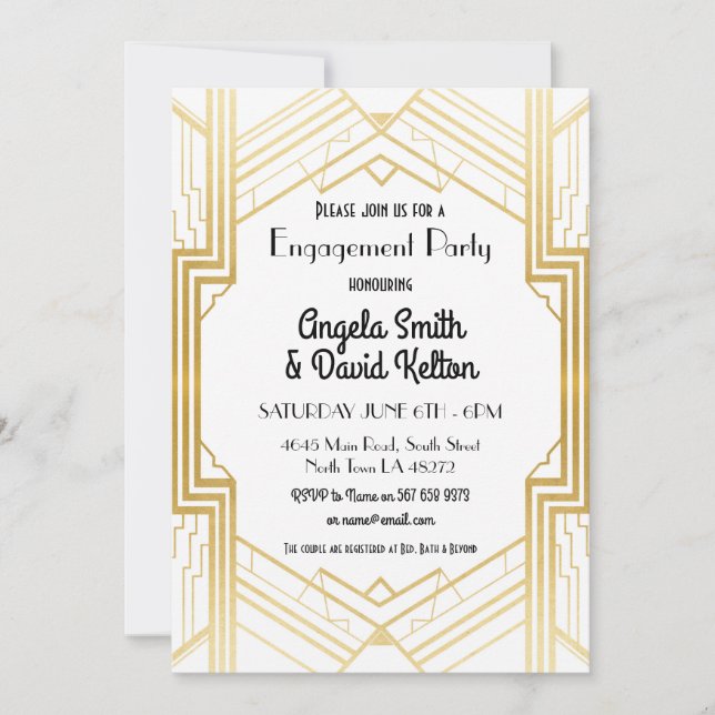 Los años 20 de Gatsby de las invitaciones del (Anverso)