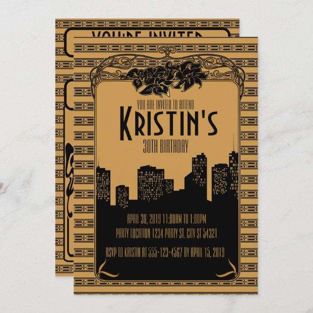 los años 20 de oro, invitaciones del fiesta del (Anverso / Reverso)