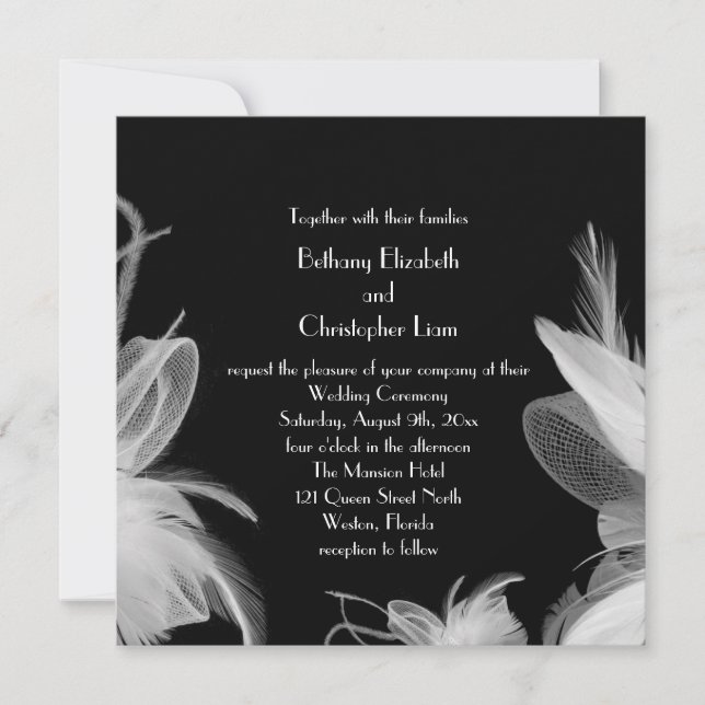 Los años 20 emplumados que casan la invitación 2 (Anverso)