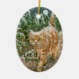 Los árboles del gato lo dejaron nevar ornamento
