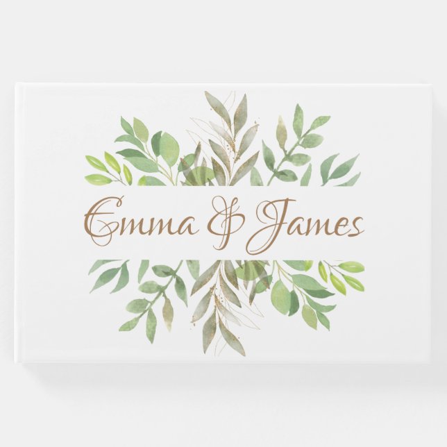 Los bodas de la moderna Greenery escriben libros c (Anverso)