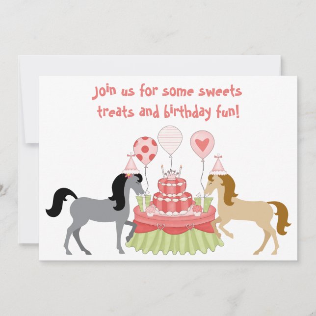 Los Bonitos Ponies Horse Birthday Invitación (Anverso)