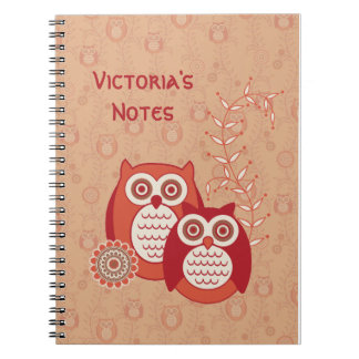 Los búhos retros personalizaron el cuaderno