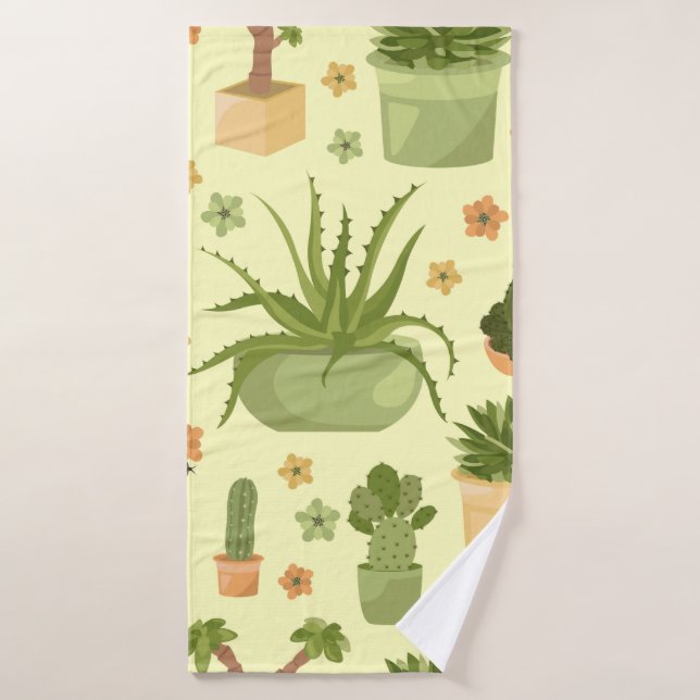 Los cactus y suculentos son un patrón sin fisuras. (Toalla de baño)