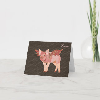 Los cerdos rosados vuelan Notecard personalizado