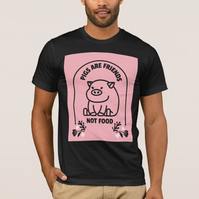 LOS CERDOS SON AMIGOS NO COMIDAS CAMISETAS VEGAN P (Anverso)