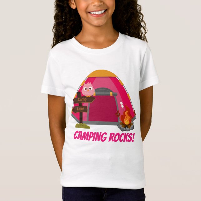 Los chicas acampados rocas añaden camiseta de mens (Anverso)