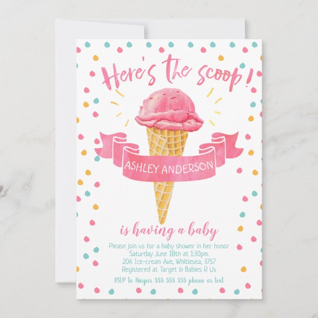 Los chicas aquí son la invitación de Baby Shower (Anverso)
