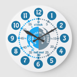 Los chicos aprenden a contar el reloj de pared gri