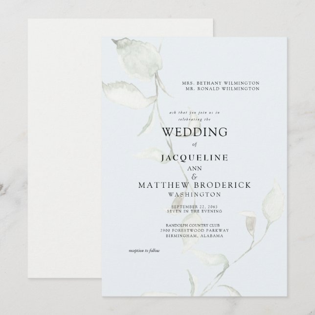 Los cielos son la invitación a la boda azul (Anverso / Reverso)