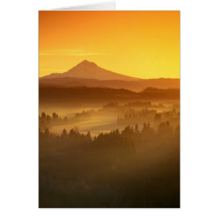 Los colores naranjas del amanecer colorean la nieb