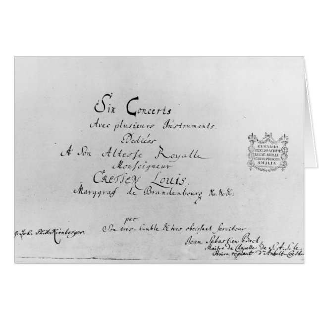 Los conciertos de Brandeburgo, 1721 (Anverso (Horizontal))