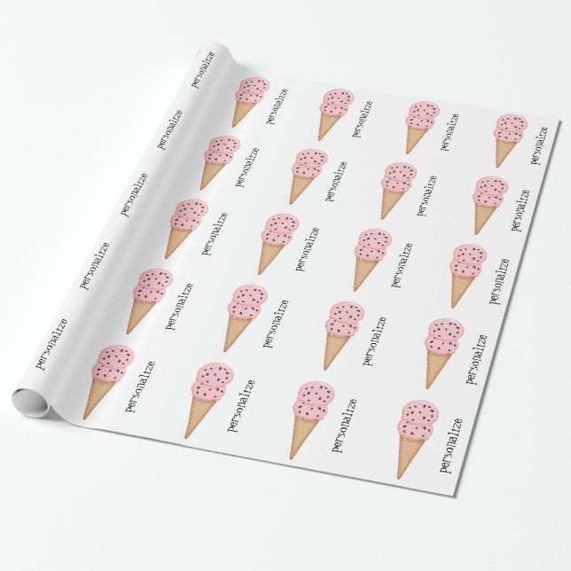 Los conos de helado rosados personalizan el papel (Desenrollado)