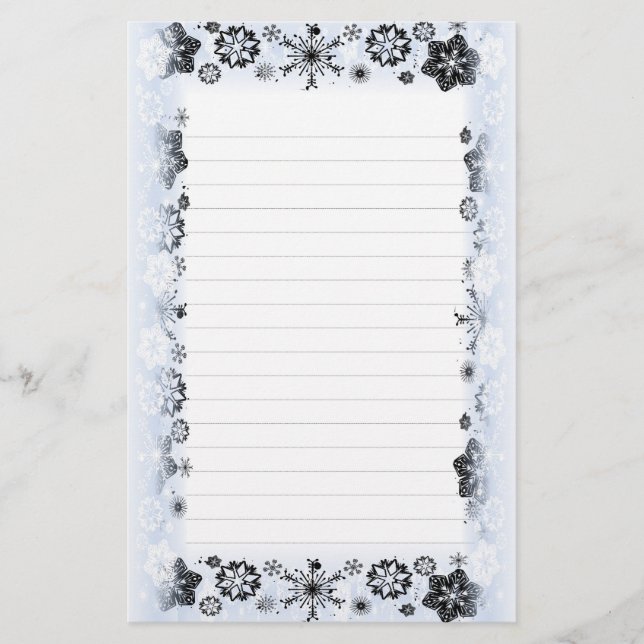 Los copos de nieve confinan el papel de escribir (Anverso)