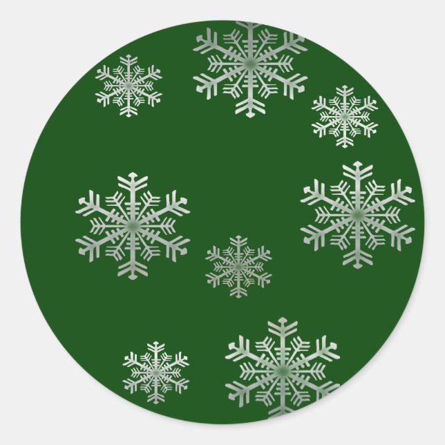 Los copos de nieve en verde - Pegatinas de inviern (Anverso)