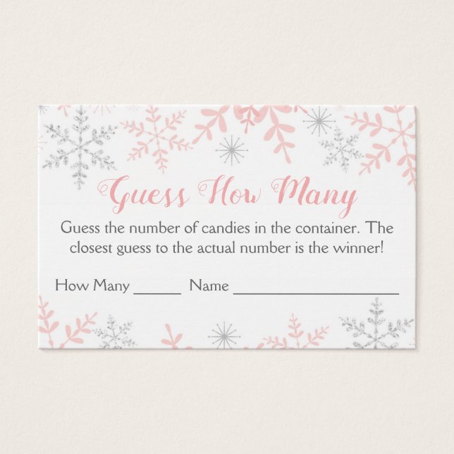 Los copos de nieve rosa Baby Shower adivinan cuánt (Anverso)
