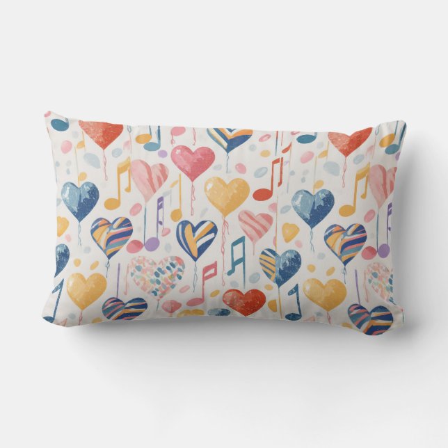 Los corazones musicales arrojan almohada (Reverso )