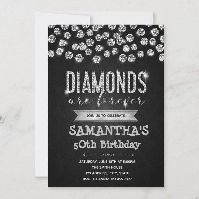 Los diamantes son para siempre invitación del (Anverso)