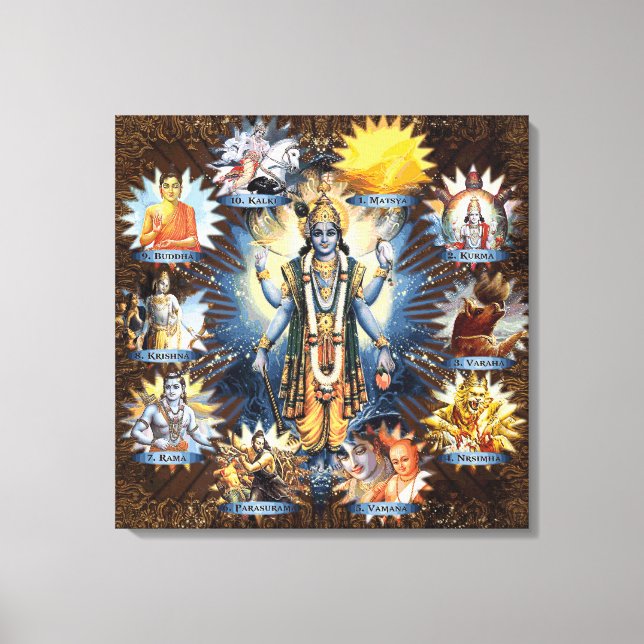 Los Diez Avatares De Vishnu - Lienzo Envuelto (Anverso)