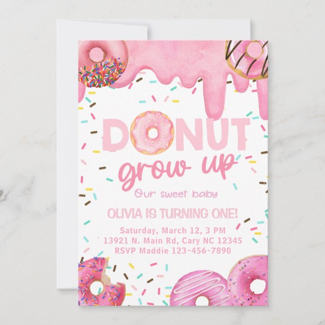 Los donuts rosados no crecen como invitación de la (Anverso)