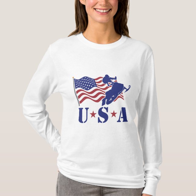Los E.E.U.U. Snowmobile la camiseta larga de la (Anverso)