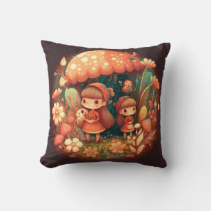 Los elfos de hongos en el campo arrojan almohada