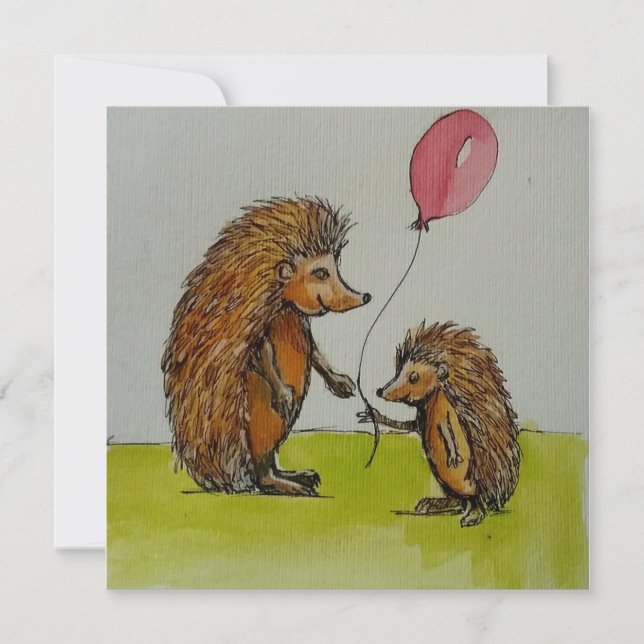 Los erizos de ilustracion infantil sostienen un gl (Anverso)