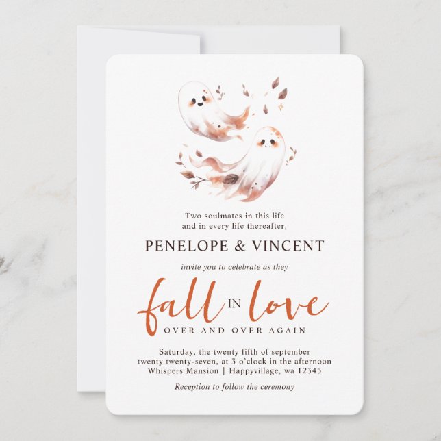 Los Fantasmas Caen En El Amor Invitación A La Boda (Anverso)