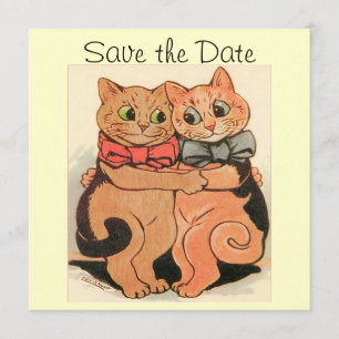 Los gatos de abrazo ahorran la tarjeta de fecha