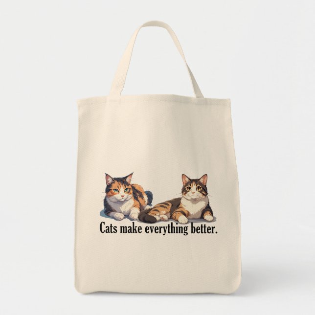 Los Gatos Hacen Que Todo Sea Mejor Adorable Bolsa  (Frente)