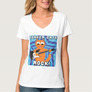 ¡Los Gatos Jengibre Rock! Camiseta Gato Guitarra