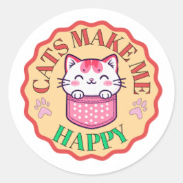 Los gatos me hacen feliz - Pegatina de amante del 