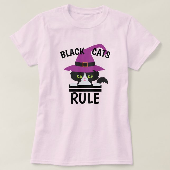 Los gatos negros dominan la camiseta de Halloween  (Diseño del anverso)