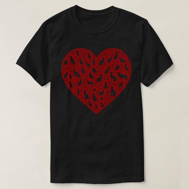 Los gatos son camisetas del corazón del amor (Diseño del anverso)