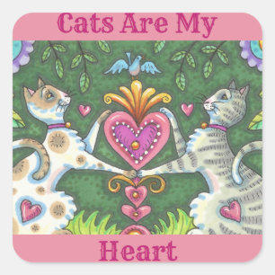 LOS GATOS SON MI PEGATINA DE CORAZÓN