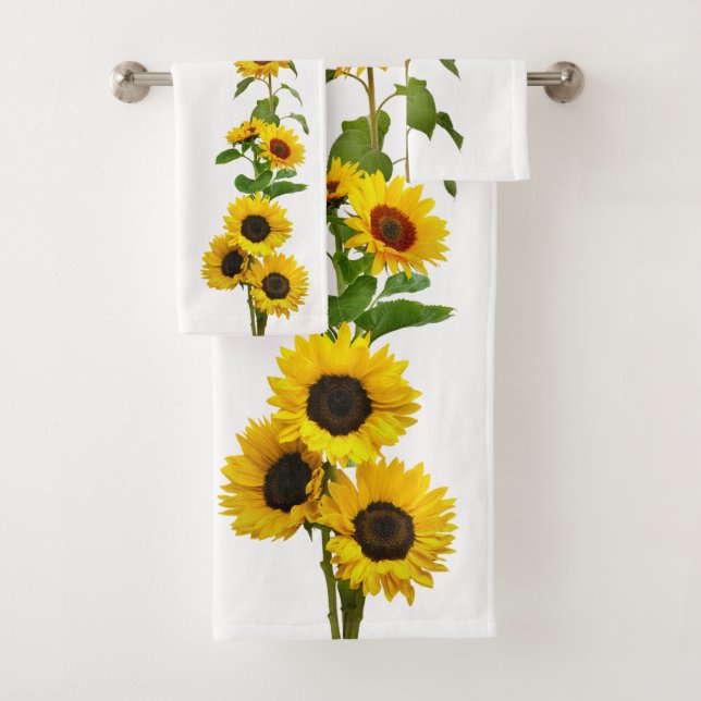 Los girasoles amarillos brillantes en blanco (In situ)