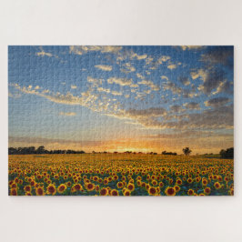 Los girasoles en el rompecabezas del atardecer