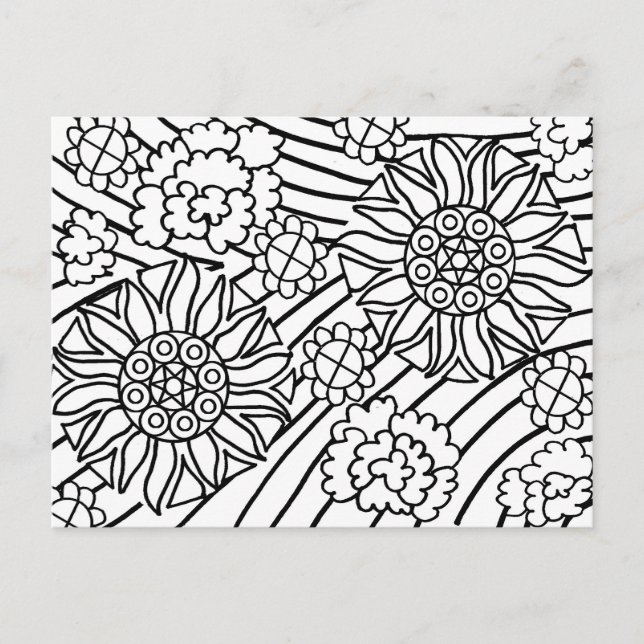 Los girasoles en verano colorean su tarjeta (Anverso)