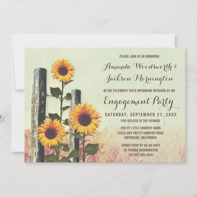 Los girasoles tallaron invitaciones del fiesta de (Anverso)