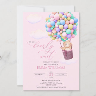 ¡Los globos del oso de la invitación de Baby Showe