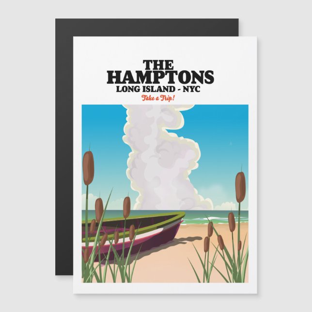 Los Hamptons isla larga NYC, cartel de viaje. (Anverso/Reverso)