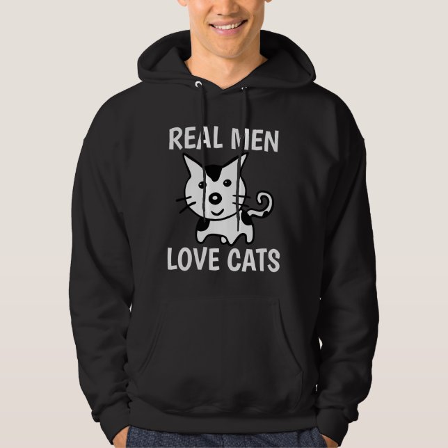 LOS HOMBRES REALES AMAN A LOS GATOS Camisetas Negr (Anverso)