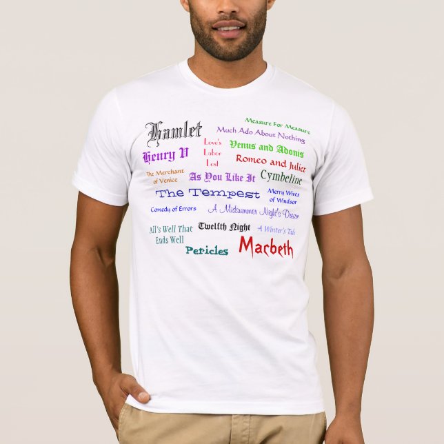Los juegos de Shakespeare en una camiseta (Anverso)